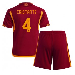 Lacne Dětský Futbalové dres AS Roma Bryan Cristante #4 2023-24 Krátky Rukáv - Domáci (+ trenírky)